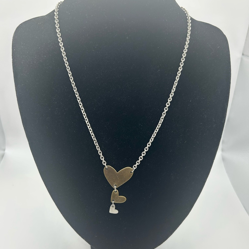 Sabika Gold and Silver Heart Pendant Necklace